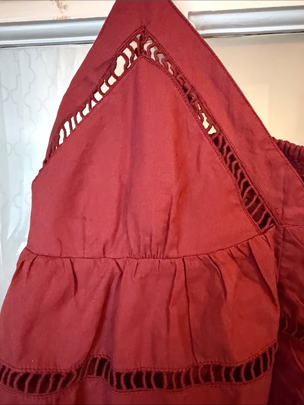 Free People Deep Brick Tiered Lace-Trim Camisole NWOT - Picture 5 of 11